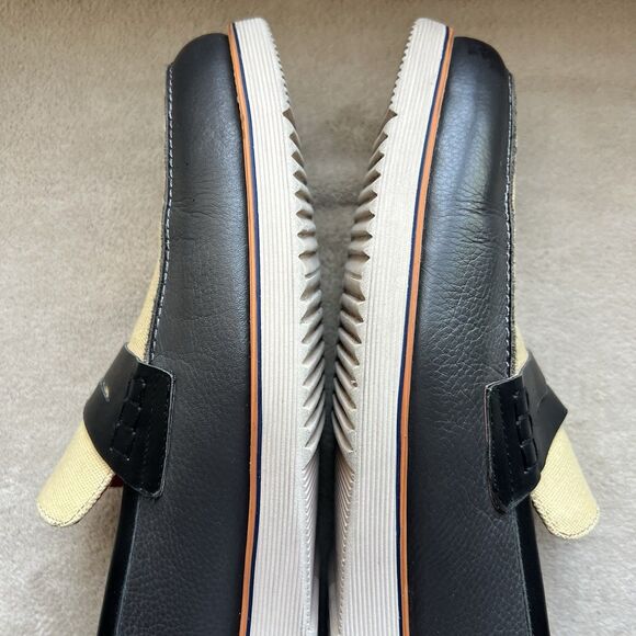 Marc Nolan Abe Navy Blue Leather & Tan Cream Canvas Loafers Men15 Slip On Boat - Picture 5 of 16